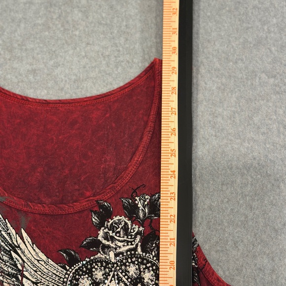 Women's Red Graphic Rhinestone Tank Top - Picture 8 of 9